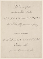 KG 04185
<br/>
Titelblad: 't Werck compleet (..) van Ostade
<br/>
<em>Picart, Bernard (1673-1733)</em>